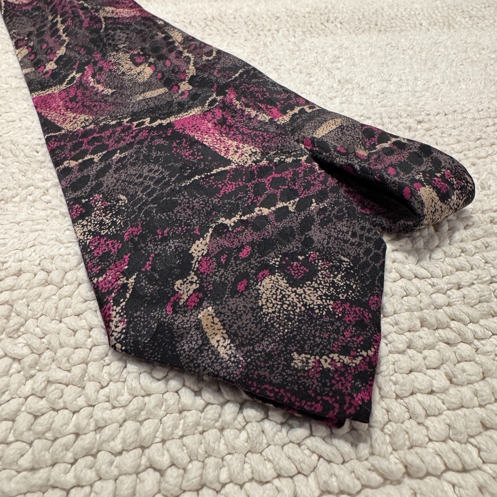 Adolfo Couture Tie Geometric Abstract Rockabilly Silk USA Made Vintage Necktie